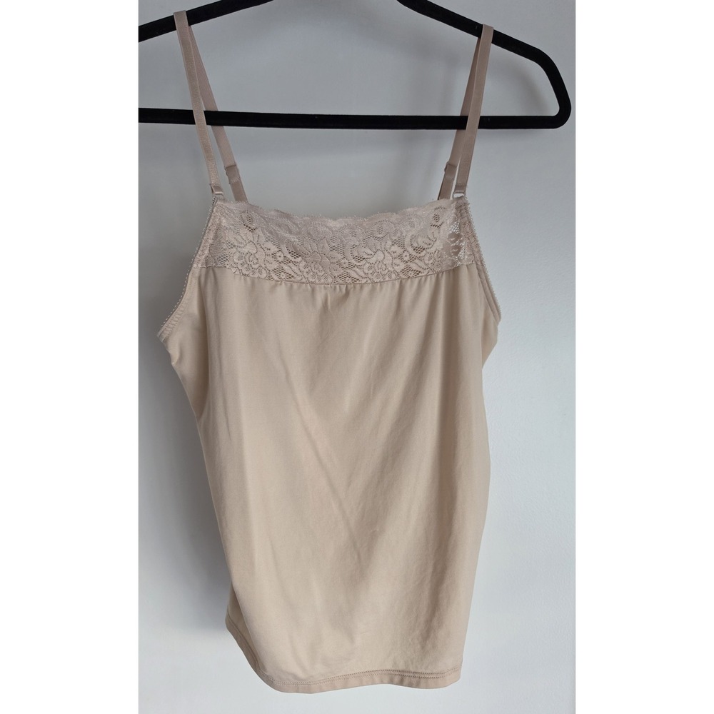 VTG Vanity Fair Camisole Size L Beige Sleeveless Solid Tank Top Slip Vest